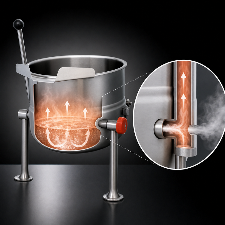 Product image #3 for Cleveland Range 6-Gallon Direct Steam Countertop Tilting Kettle, 2/3 Steam Jacket