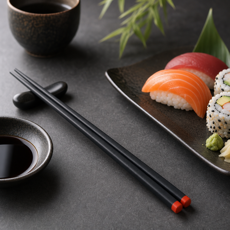 Product image #3 for Japanese-Style Black Chopsticks with Red Lacquer End, 9-3/4 Inch