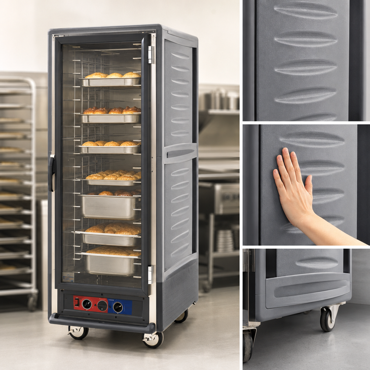 Product image #3 for Metro C5 3 Series Full-Height Mobile Heated Holding & Proofing Cabinet with Clear Polycarbonate Door, Gray Insulation Armour, and Lip Load Slides