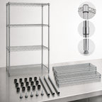 Thumbnail image #3 for Quantum WR63-1460C Stationary Chrome Wire Shelving Starter Unit, 4 Shelves, 60"W x 14"D x 63"H