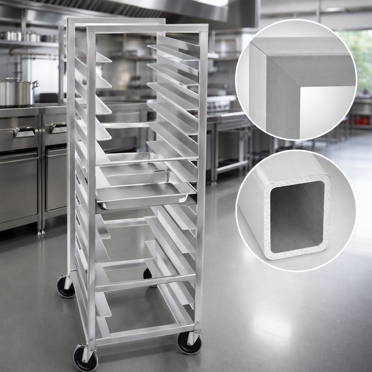 Product image #3 for Channel Lifetime Tough Extra Heavy-Duty Mobile End-Load Steam Table Pan Rack for 12 x 20 Pans, 8-Pan Capacity, 36-Inch High