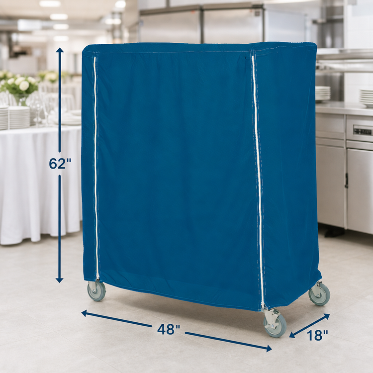 Product image #3 for Metro Mariner Blue Uncoated Nylon Banquet Cart Cover, 48 x 18 x 62 Inches