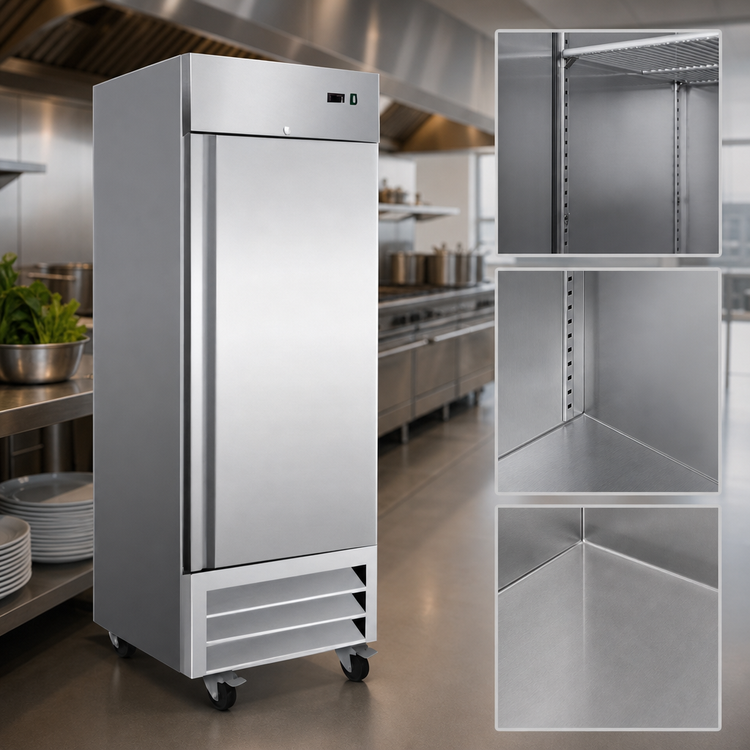 Product image #3 for Serv-Ware 19 Cu. Ft. Single-Door Reach-In Freezer, Stainless Steel, Bottom-Mounted Self-Contained