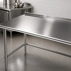 Thumbnail image #3 for Eagle Group Budget Series UT2430GTB 30 x 24 Inch 430 Stainless Steel Open-Base Work Table with 1-1/2 Inch Rear Up-Turn