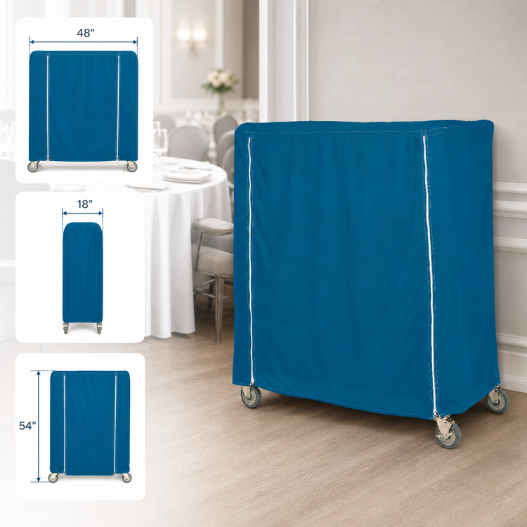 Product image #3 for Metro Mariner Blue Uncoated Nylon Cart Cover for 48 x 18 x 54 Inch Queen Mary and Banquet Carts