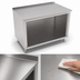 Thumbnail image #3 for John Boos 48 Inch x 30 Inch Stainless Steel Cabinet Base Work Table with Open Front and 1-1/2 Inch Rear Riser