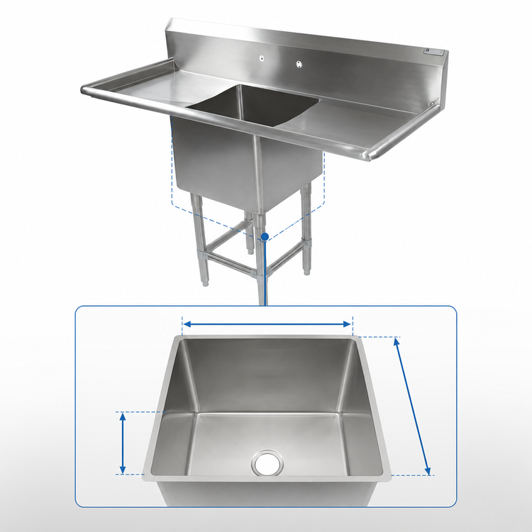 Product image #3 for John Boos Pro-Bowl 1-Compartment Stainless Steel Sink with Left & Right Drainboards, 81-1/4 Inch Wide