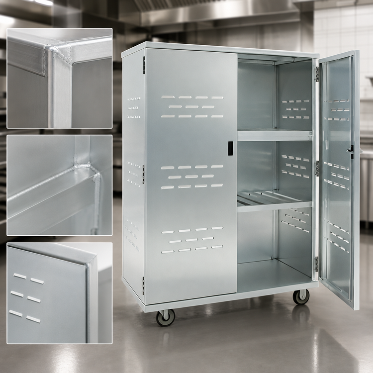 Product image #3 for New Age Mobile Solid Aluminum Security Cage with Double Doors and 2 Intermediate Shelves