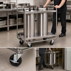 Thumbnail image #3 for Dinex DXPIDP2O1012 Mobile Open-Frame Unheated Plate Dispenser, 2 Self-Elevating Tubes, Stainless Steel, 10-1/8" Max Diameter