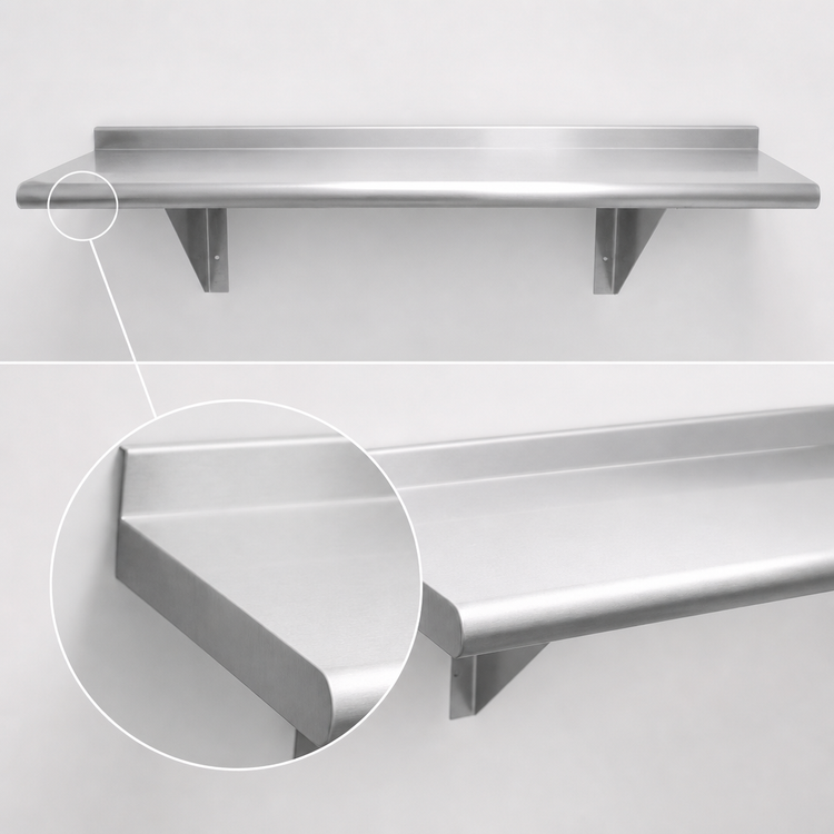 Product image #3 for Advance Tabco 84"W x 15"D 16 Gauge 304 Stainless Steel Wall-Mounted Shelf, Satin Finish