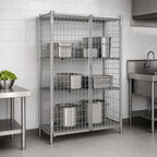 Thumbnail image #3 for Metro Super Erecta SEC35S Stationary Wire Security Cage, Stainless Steel Finish, No Intermediate Shelves, 50-1/2"W x 21-1/2"D x 66-13/16"H