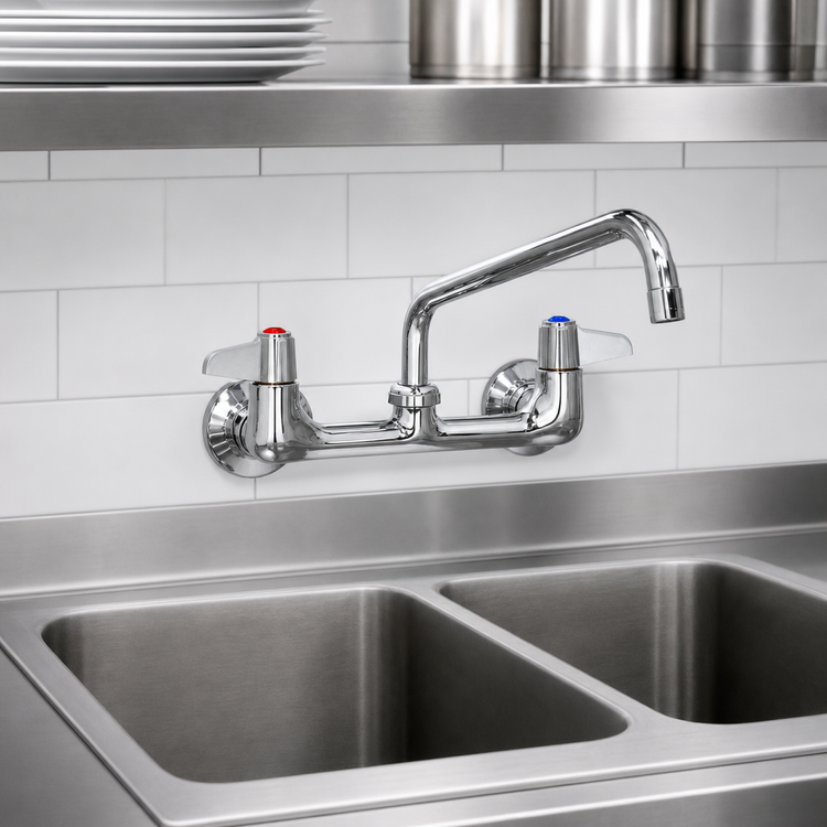 Product image #3 for T&S Brass equip 8-Inch Center Wall Mount Mixing Faucet with 8-Inch Swing Nozzle