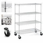 Thumbnail image #3 for Metro Super Erecta N356BC 48 x 18 x 69 in Chrome Wire Stem Caster Cart, 4 Shelves, 2 Swivel and 2 Brake Casters, 600 lb Capacity