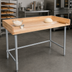 Thumbnail image #3 for John Boos 84 x 36-Inch Baker's Top Wood Work Table with Stainless Steel Legs and 4-Inch Coved Riser