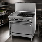Thumbnail image #3 for Jade Range (Middleby) Titan JTRH-2-2HT 36-Inch Natural Gas Range with 2 Open Burners, 2 Hot Tops, Cabinet Base