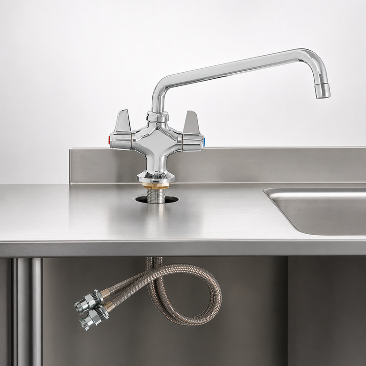 Product image #3 for Single Hole Deck Mount Mixing Faucet with 10-Inch Swing Nozzle