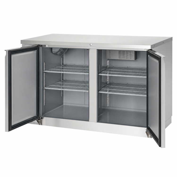 Product image #3 for Everest Refrigeration EBB59-SS Two-Section Back Bar Refrigerator with Solid Hinged Doors