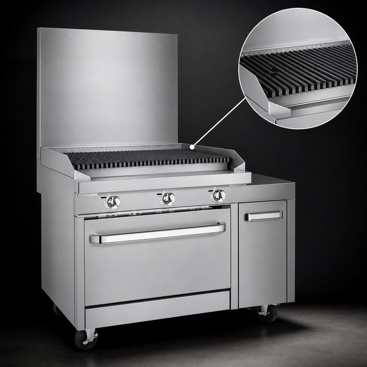 Product image #3 for Southbend Platinum 48-Inch Heavy Duty Gas Range with Charbroiler, Convection Oven, and Right Cabinet
