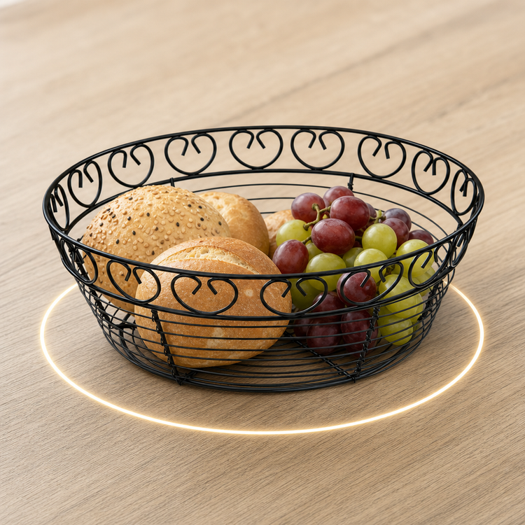 Product image #4 for Winco Round Black Wire Bread and Fruit Serving Basket, 10 Inch Diameter x 3 Inch High