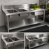 Thumbnail image #3 for John Boos 72-Inch Stainless Steel 2-Compartment Prep Table Sink with Left-End Sinks, 10-Inch Backsplash, Drawer, and Cutting Board