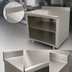 Thumbnail image #3 for Advance Tabco 60 Inch x 30 Inch 14 Gauge 304 Stainless Steel Work Table with Open Front Cabinet Base, Mid-Shelf, and 5 Inch Backsplash