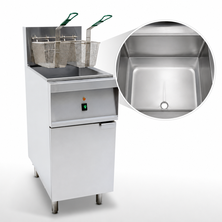 Product image #3 for Omcan 40 lb. Electric Floor Fryer, 208V, 3-Phase, 12 kW