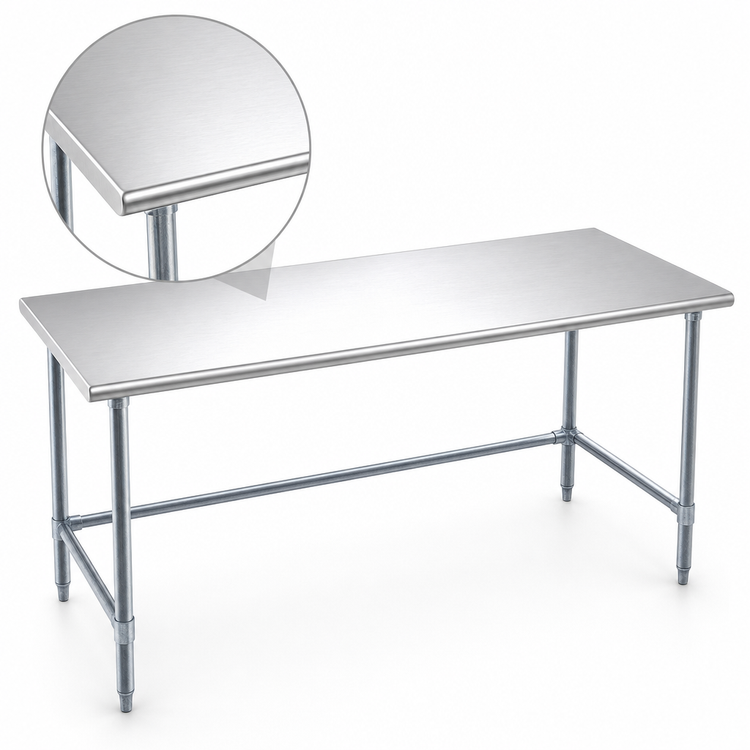 Product image #3 for Eagle Deluxe Series 72-Inch W x 36-Inch D Stainless Steel Top Work Table with Galvanized Tubular Base