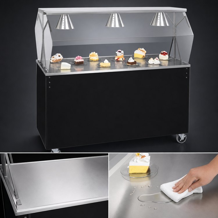 Product image #3 for 2-Series Affordable Portable 46-Inch Cafeteria Utility Station with Storage Doors and Breath Guard