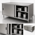 Thumbnail image #3 for BK Resources CST-2472S Stainless Steel Chef Table with Sliding Door Cabinet Base, 72 x 24 Inches