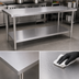 Thumbnail image #3 for Heavy-Duty 84-Inch x 30-Inch Stainless Steel Work Table with Undershelf, 18-Gauge Flat Top