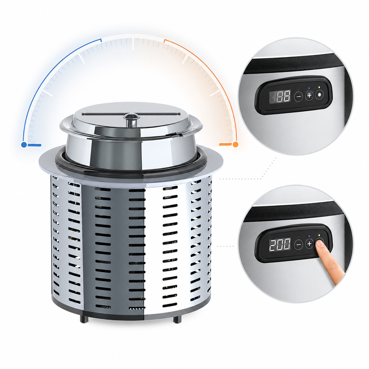 Product image #3 for CookTek SinAqua Drop-In 7 Quart Induction Soup Warmer with Digital Temperature Display