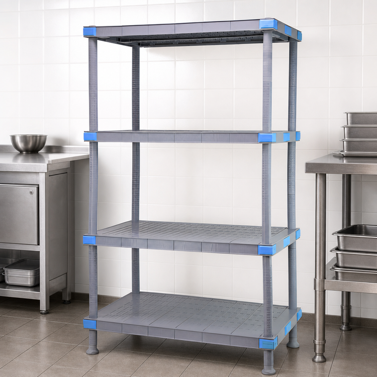 Product image #3 for Millenia 4-Shelf Stationary Starter Polymer Shelving Unit, 36W x 21D x 50H, 2,000 lb Capacity