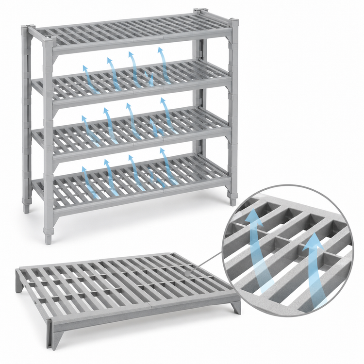 Product image #4 for Cambro Camshelving Premium 24" x 30" 4-Shelf Vented Shelf Kit, Speckled Gray