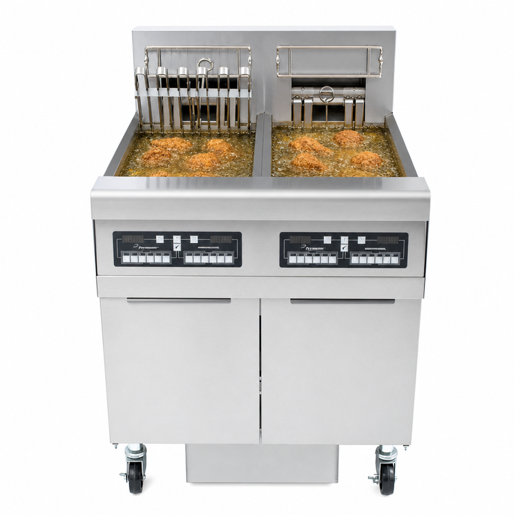 Product image #3 for Frymaster RE High Efficiency 2-Tank Electric Fryer Battery with Built-In Filtration, 2 x 50 lb Frypots