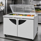 Thumbnail image #3 for Turbo Air Super Deluxe TST-48SD-N-GL Two-Section Sandwich/Salad Prep Table, Glass Lid, 12-Pan, 48-1/4 Inch