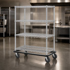 Thumbnail image #3 for Metro Super Erecta N556MC 4-Shelf Chrome Wire Dolly Truck, 48W x 24D x 63H