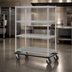 Thumbnail image #3 for Metro Super Erecta 4-Shelf Wire Dolly Truck, Chrome Finish, 48W x 24D x 63H