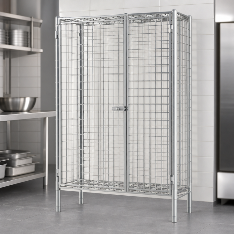 Product image #3 for QuadTruss Stationary Stainless Steel Security Cage Unit with 2 Doors, 51-1/4 x 17-1/4 x 67 Inches
