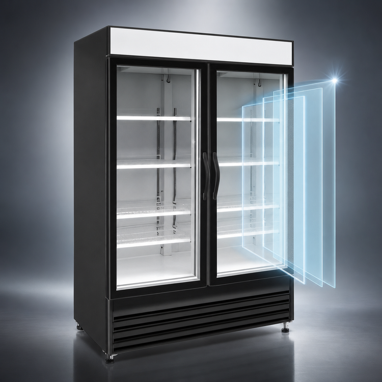 Product image #3 for Maxx Cold X-Series Two-Section Reach-In Glass Door Freezer Merchandiser, 48 Cu. Ft., Black