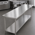Thumbnail image #3 for Duke Manufacturing 120-Inch x 24-Inch Stainless Steel Work Table with Undershelf and Posts, Flat Top