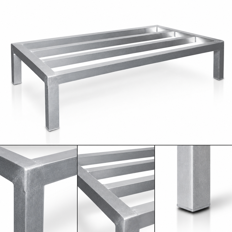 Product image #3 for 60 Inch x 24 Inch x 12 Inch Aluminum 1-Tier Dunnage Rack, 2500 lb. Capacity