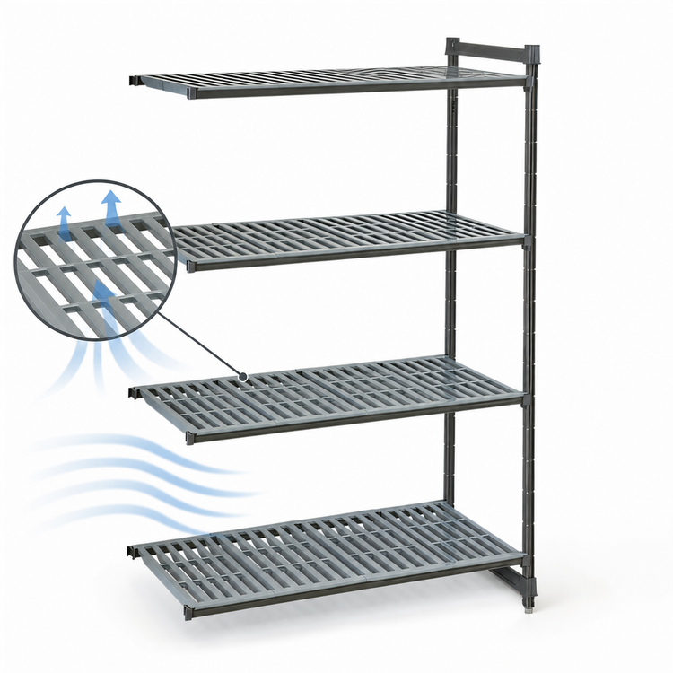 Product image #3 for Cambro Camshelving Basics Plus 4-Tier Vented Add-On Polymer Shelving Unit, 18 x 36 x 64 Inches, Brushed Graphite