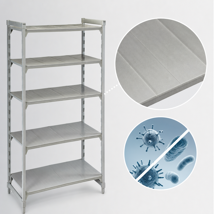 Product image #4 for Cambro Camshelving Premium 5-Shelf Solid Stationary Starter Unit, 24 x 36 x 84 Inches, Speckled Gray
