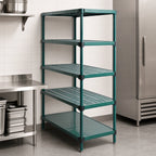 Thumbnail image #3 for Eagle Group QuadPlus QPSU2136VG-G5-74 5-Tier Stationary Wire Shelving Starter Unit, Mixed Shelf Mats, 36W x 21D x 74H, Green Epoxy