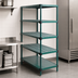Thumbnail image #3 for QuadPlus 5-Tier Stationary Wire Shelving Starter Unit with Mixed Shelf Mats, 36W x 21D x 74H, Green Epoxy Finish