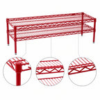 Thumbnail image #3 for Eagle Group QuadTruss HDFCM1460R 2-Tier Front Case Merchandise Wire Shelving Unit, 60 x 14 x 14 Inch, Red Epoxy