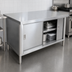 Thumbnail image #3 for Omcan 60-Inch Enclosed Cabinet Work Table with Sliding Doors, 18 Gauge 430 Stainless Steel Flat Top