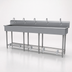Thumbnail image #3 for Advance Tabco FS-FM-100FV 5-Station Freestanding Multiwash Hand Sink, 14-Gauge 304 Stainless Steel, Toe-Push Operated