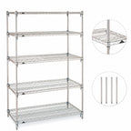Thumbnail image #3 for Metro Super Erecta 5A357C Stationary Chrome Wire Shelving Starter Unit, 5 Adjustable Shelves, 48W x 18D x 74H