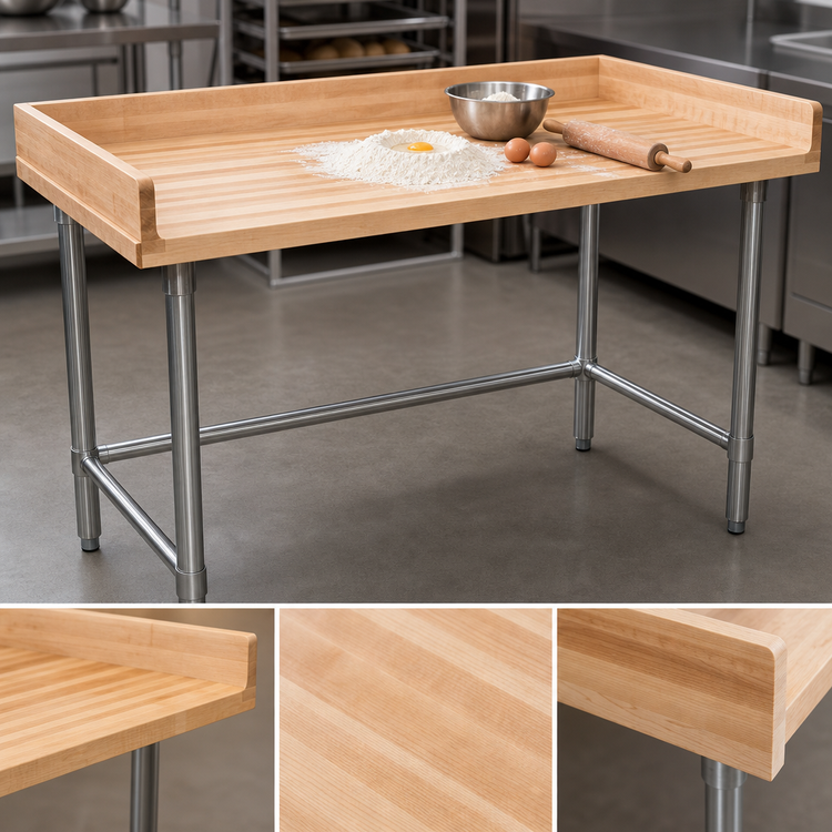Product image #3 for John Boos Bakers' Table with 1-3/4 Inch Northern Hard Rock Maple Top, Stainless Steel Base, 84 x 24 Inches